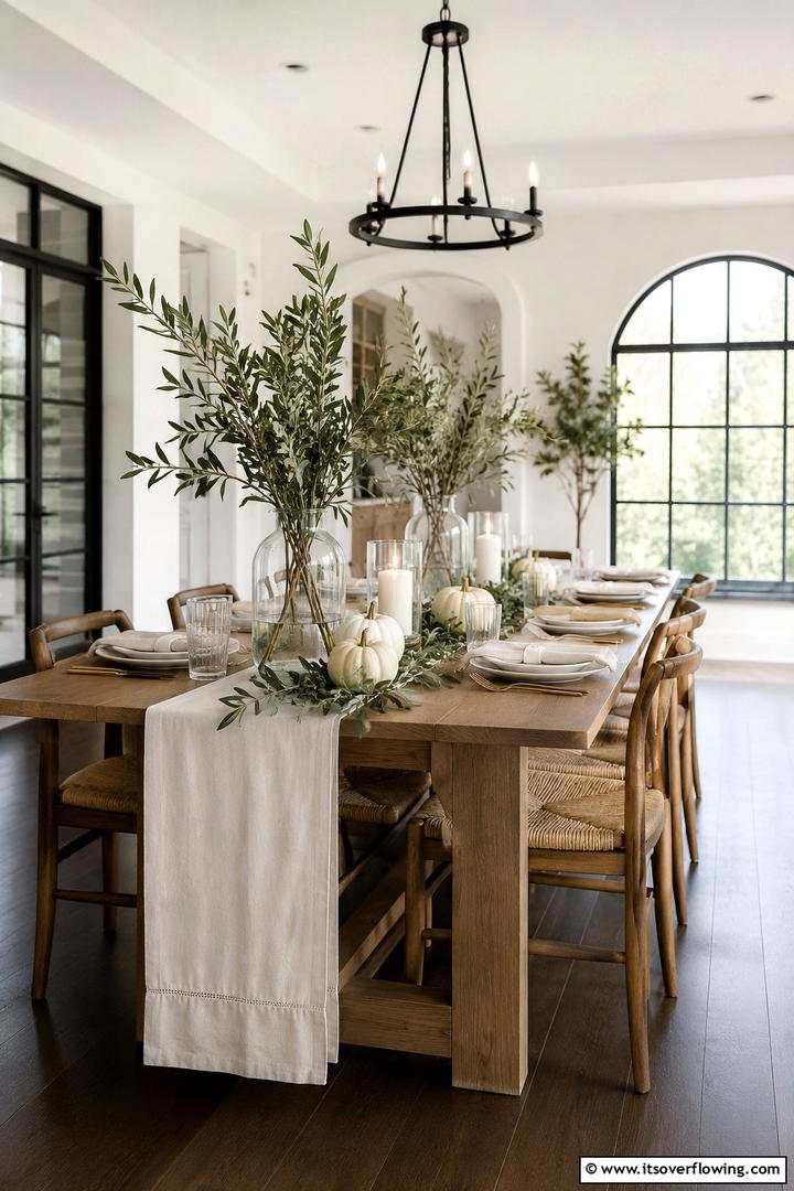 Olive Branch Greenery - 50 Fall Table Decor Ideas Roundup- Seasonal Styling