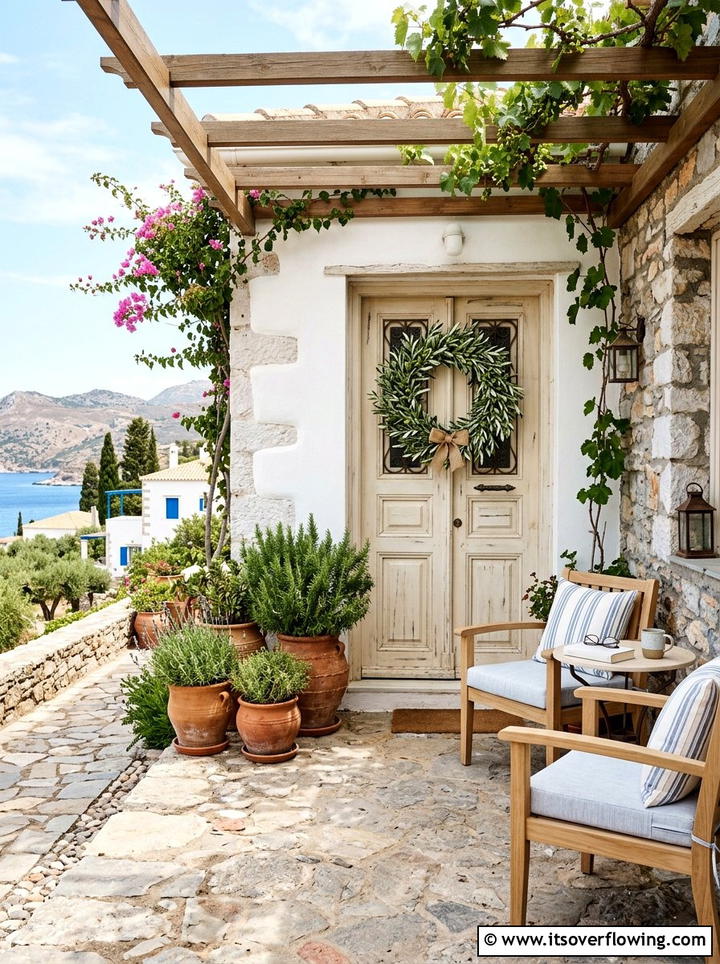 Olive branch wreath door - 25 front porch decor ideas with wreaths