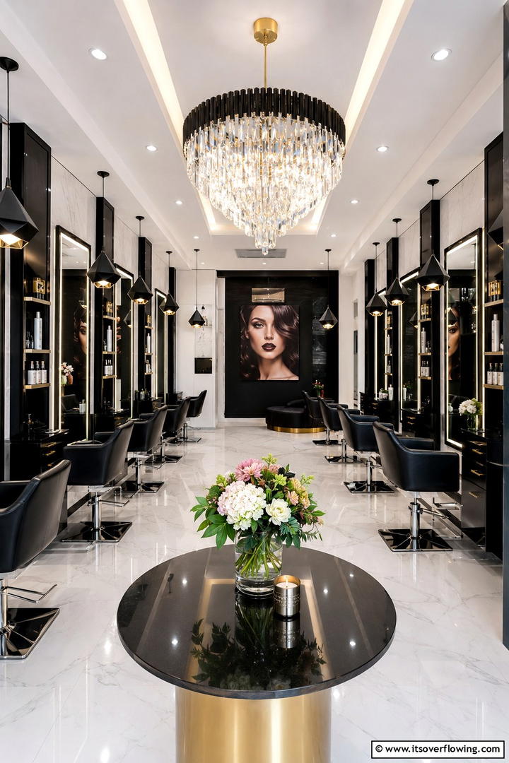 Open Lighting Solutions - 30 Small Salon Interior Design Ideas for Compact Beauty Spaces