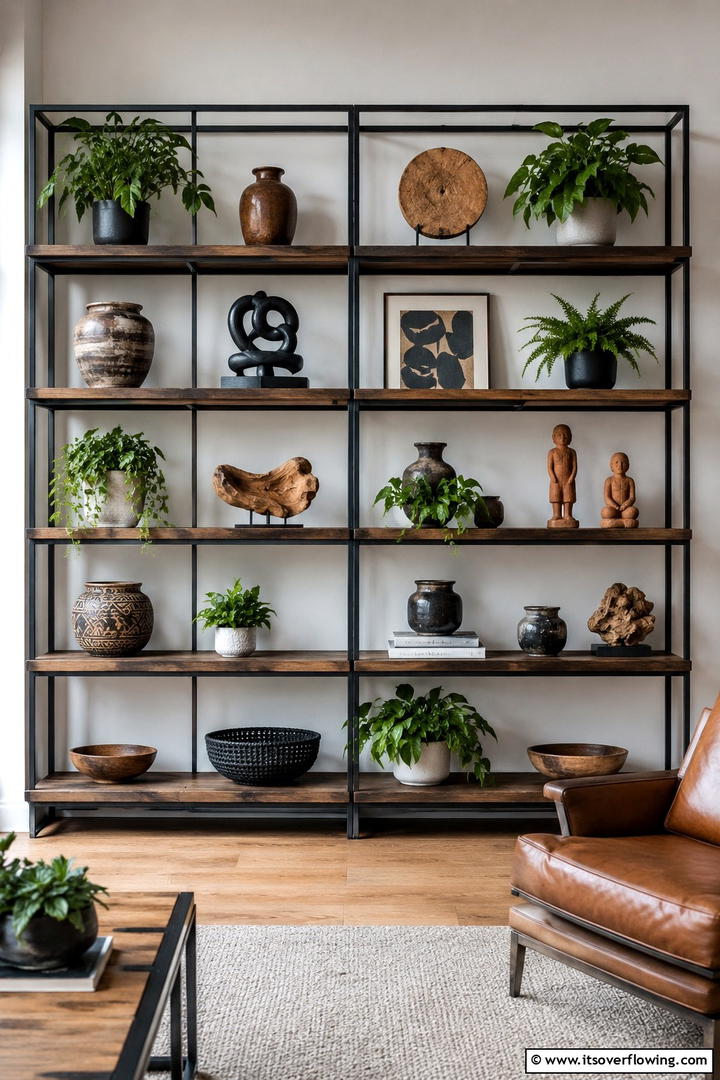 Open Shelving for Display - 25 Eclectic Living Room Ideas for a Unique and Vibrant Space