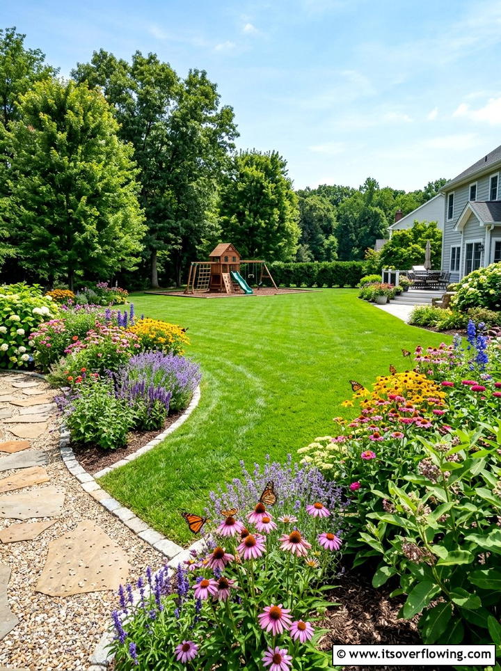 Open lawn backyard - 25 backyard ideas with butterfly garden