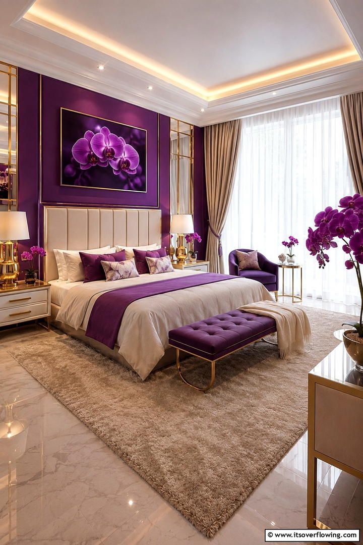 Opulent Orchid Oasis - 30 Purple Bedroom Ideas for a Dreamy and Relaxing Retreat