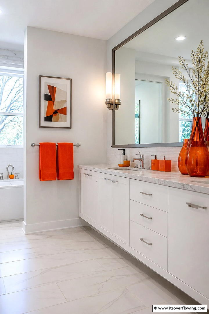 Orange Accent Pieces - 50 Fall Bathroom Decor Ideas Roundup- Timeless Tips