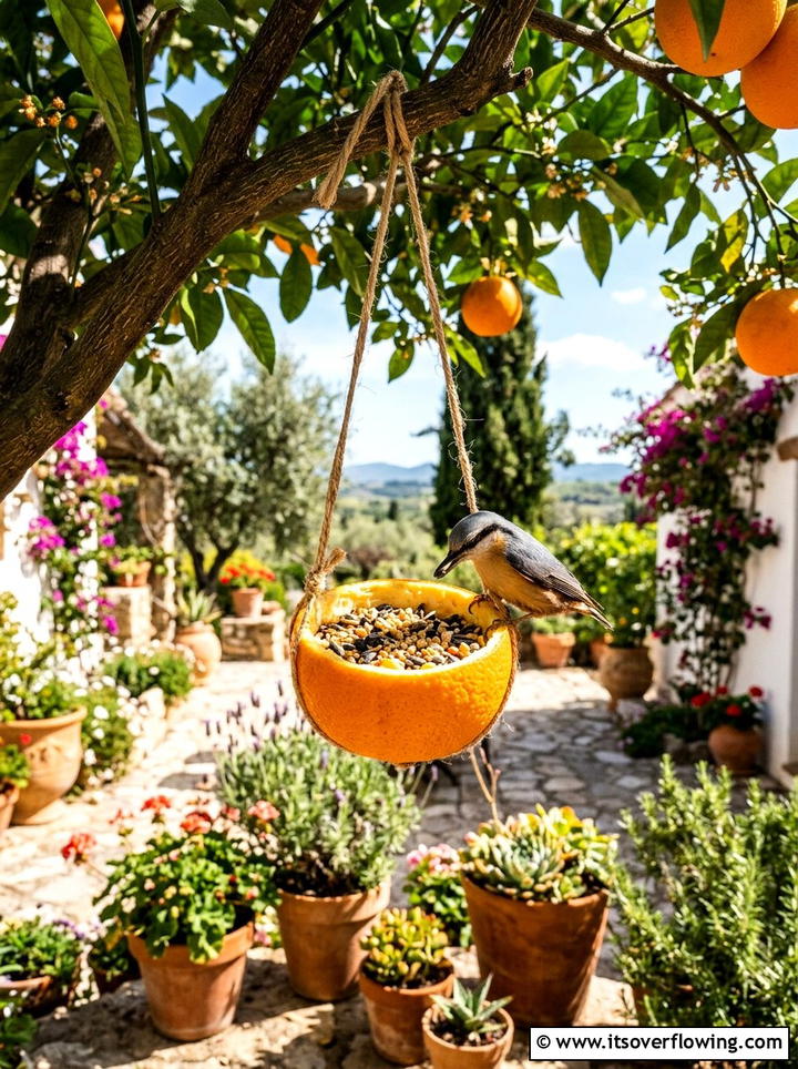 Orange Peel Bird Feeder - 25 reusing old things ideas for bird feeders