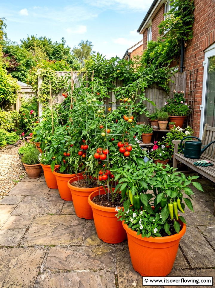 Orange Vegetable Pots - 25 creative garden ideas with colorful pots