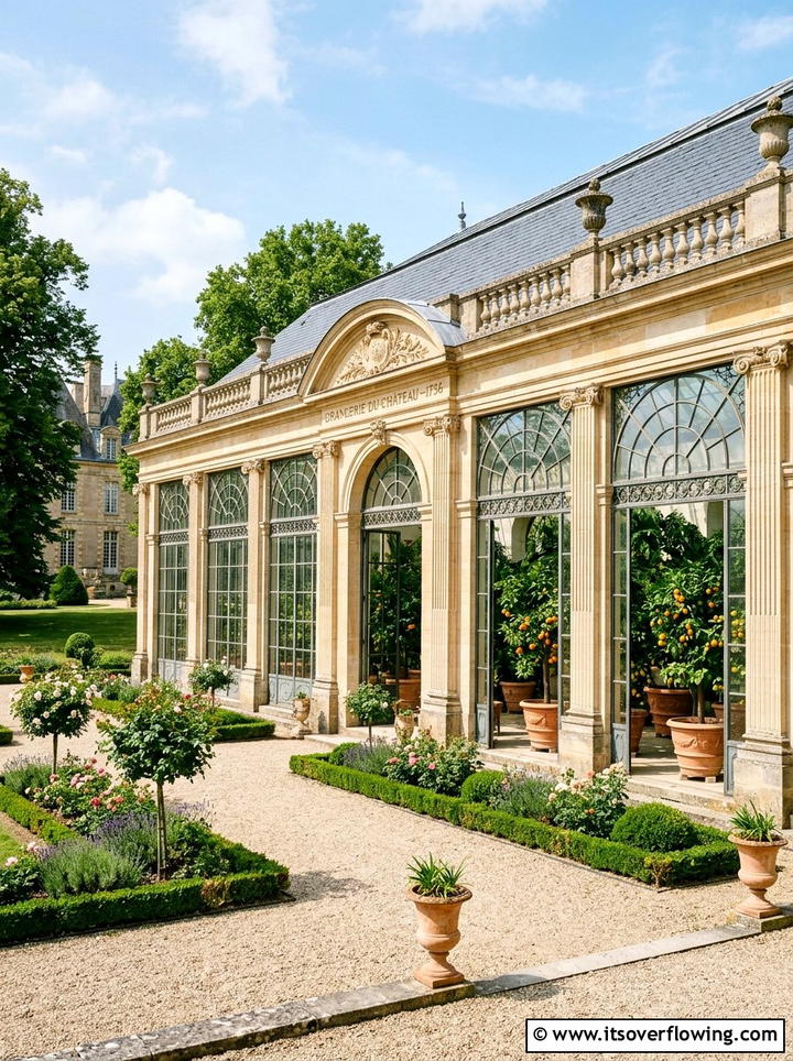 Orangerie Style Greenhouse - 25 backyard ideas with greenhouse