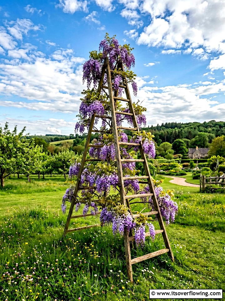 Orchard Ladder Trellis - 25 upcycled garden ideas with old ladders