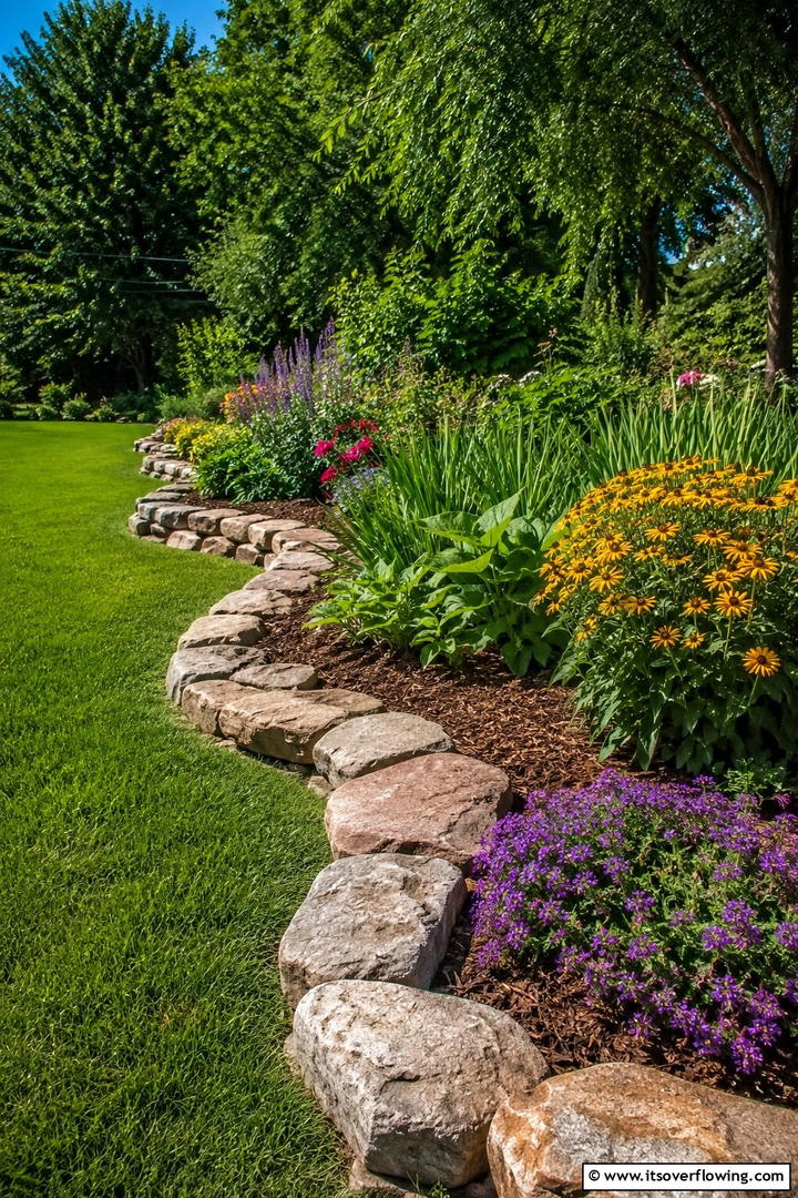 Organic Shaped Stone Curve - 30 Stone Garden Edging Ideas for Defined Outdoor Spaces
