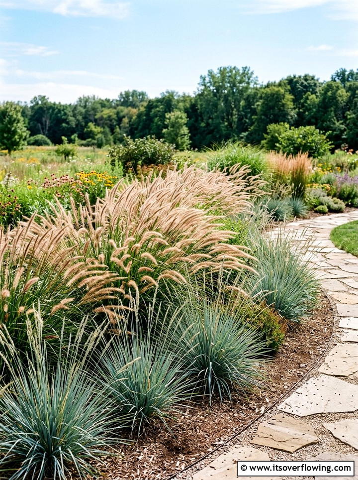 Ornamental Grass Bed - 25 garden ideas for dry climate
