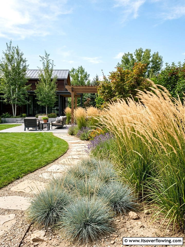 Ornamental Grass Border - 25 garden ideas for sandy soil