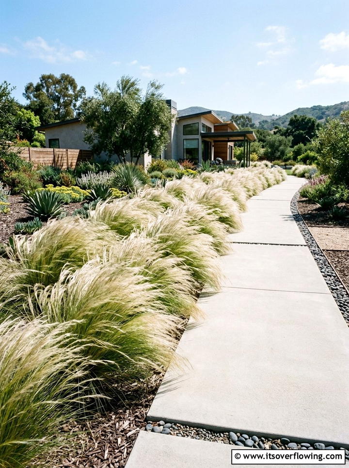 Ornamental Grass Border - 25 garden decor ideas with minimalist accents