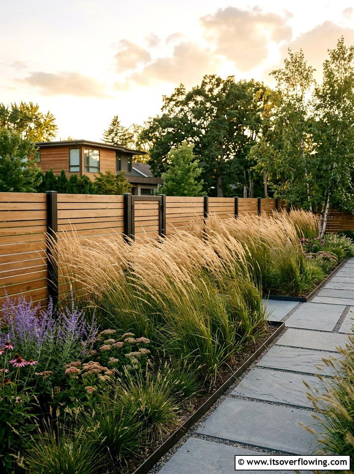 Ornamental Grass Border - 25 garden design ideas for fence lines