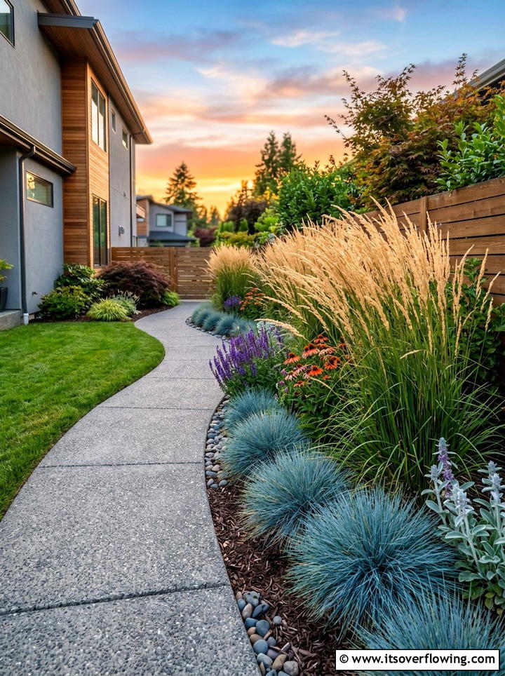 Ornamental Grass Border - 25 garden design ideas for side yard strips