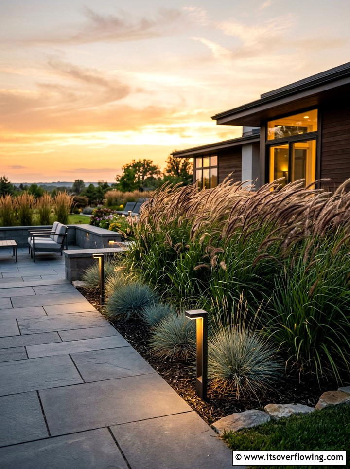Ornamental Grass Display - 25 garden ideas low maintenance