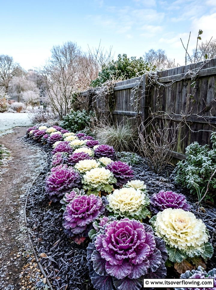 Ornamental Kale Winter Garden - 25 backyard ideas with border plants