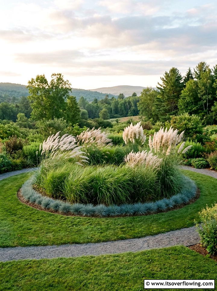 Ornamental grass circle - 25 creative garden ideas with mandala gardens