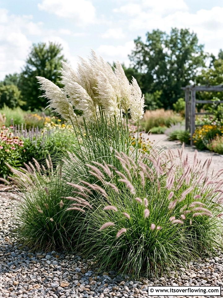 Ornamental grass cluster - 25 garden design ideas with asymmetry