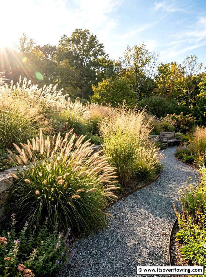 Ornamental grass garden - 25 small garden ideas for full sun