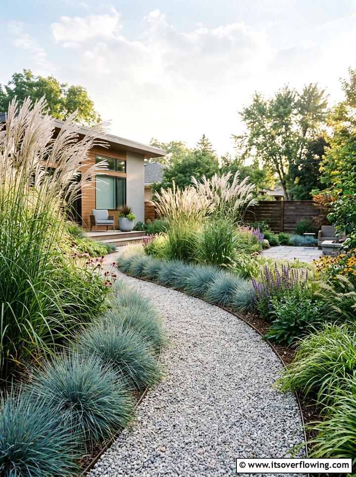 Ornamental grass garden - 25 cheap garden ideas with low maintenance plants