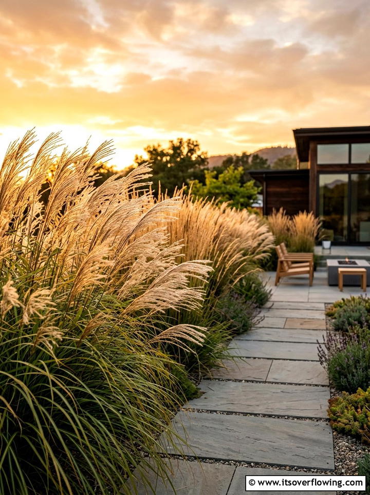 Ornamental grass hedge - 25 creative garden ideas with sensory planting