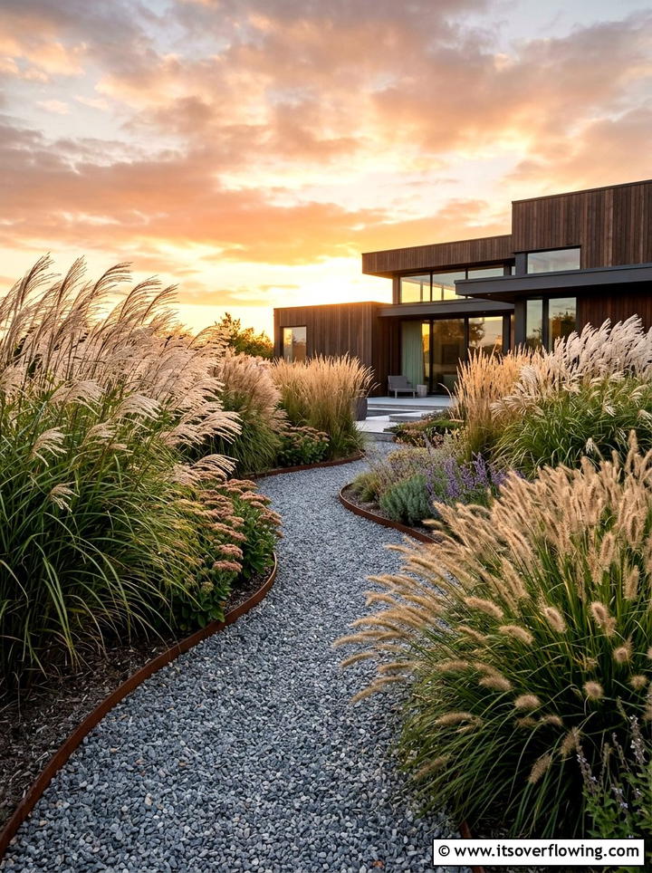 Ornamental grass landscape - 25 garden ideas for clay soil