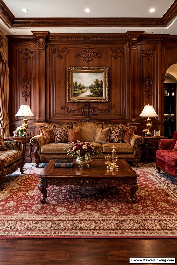 Ornate Wood Paneling - 30 Traditional Living Room Ideas for Timeless Elegance