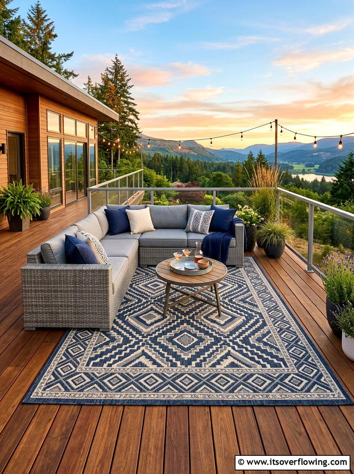 Outdoor Area Rug - 25 garden decor ideas for cozy evenings