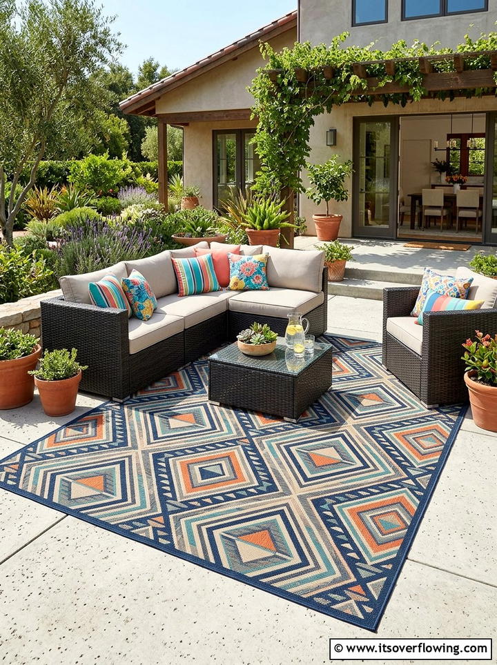 Outdoor Area Rug - 25 garden decor ideas for renters
