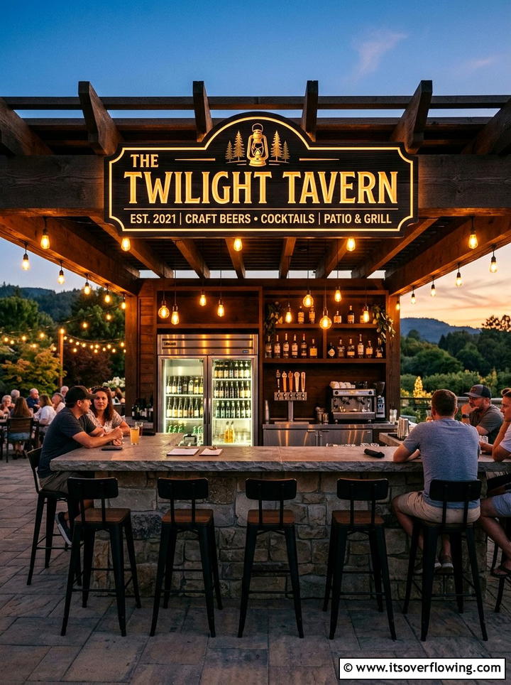 Outdoor Bar Sign - 25 backyard decorating ideas with signs