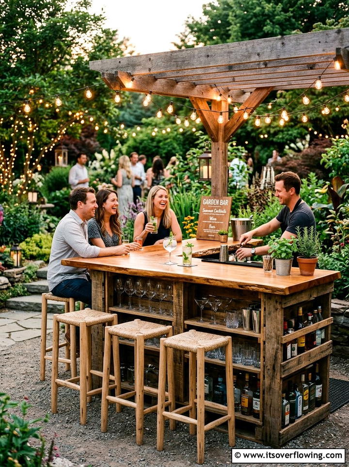 Outdoor Bar Station - 25 garden decor ideas with pallet projects