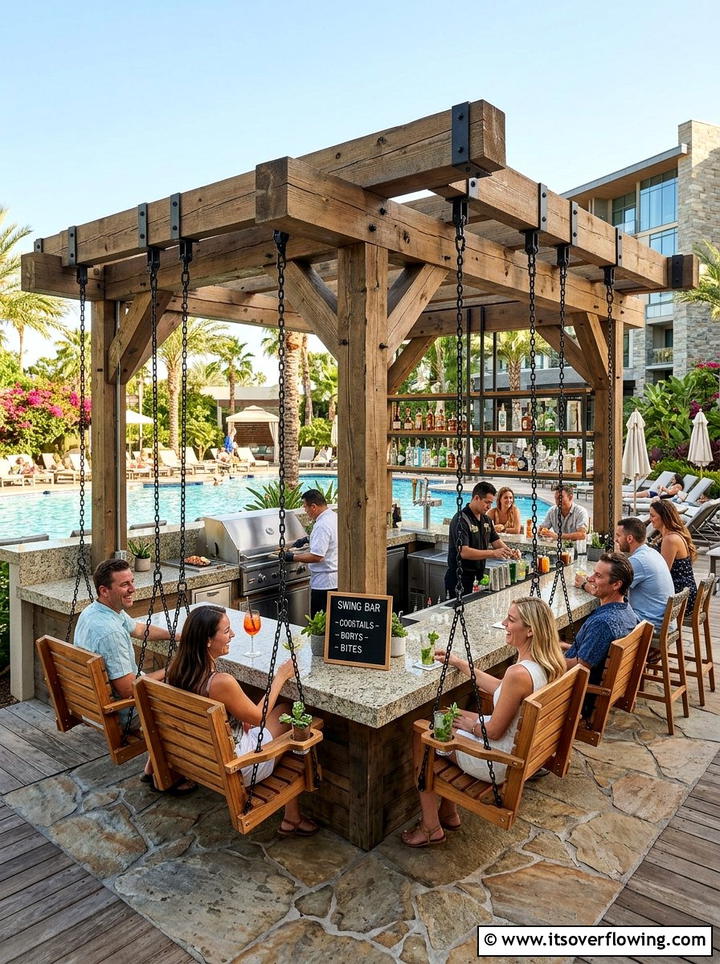 Outdoor Bar Swing - 25 backyard ideas with swings