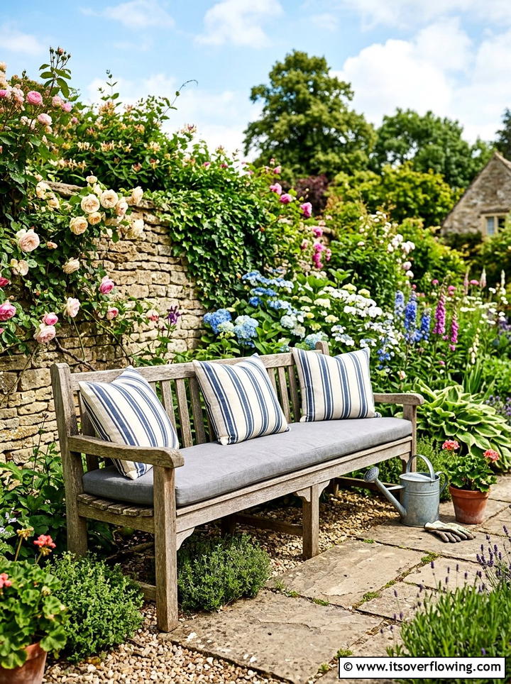 Outdoor Bench Cushion - 25 garden decor ideas with throw pillows
