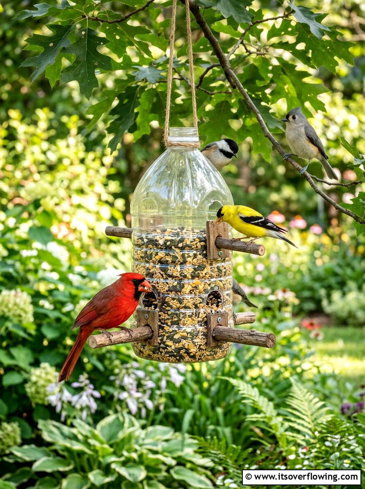 Outdoor Bird Feeder - 25 recycled garden ideas with plastic bottles
