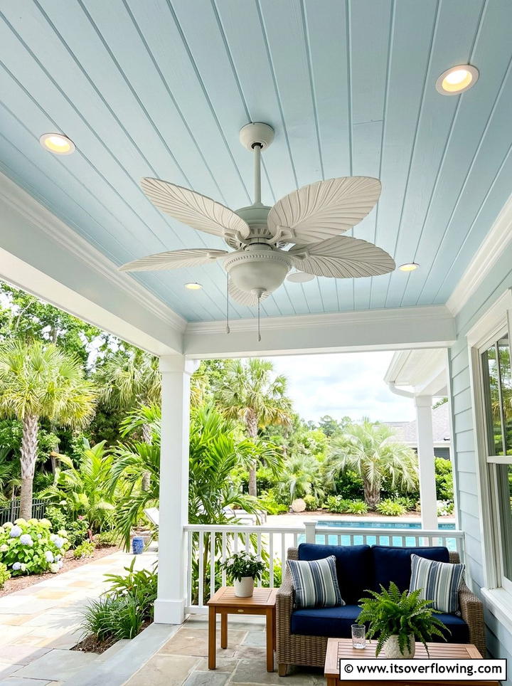 Outdoor Ceiling Fan - 25 front porch ideas with coastal style