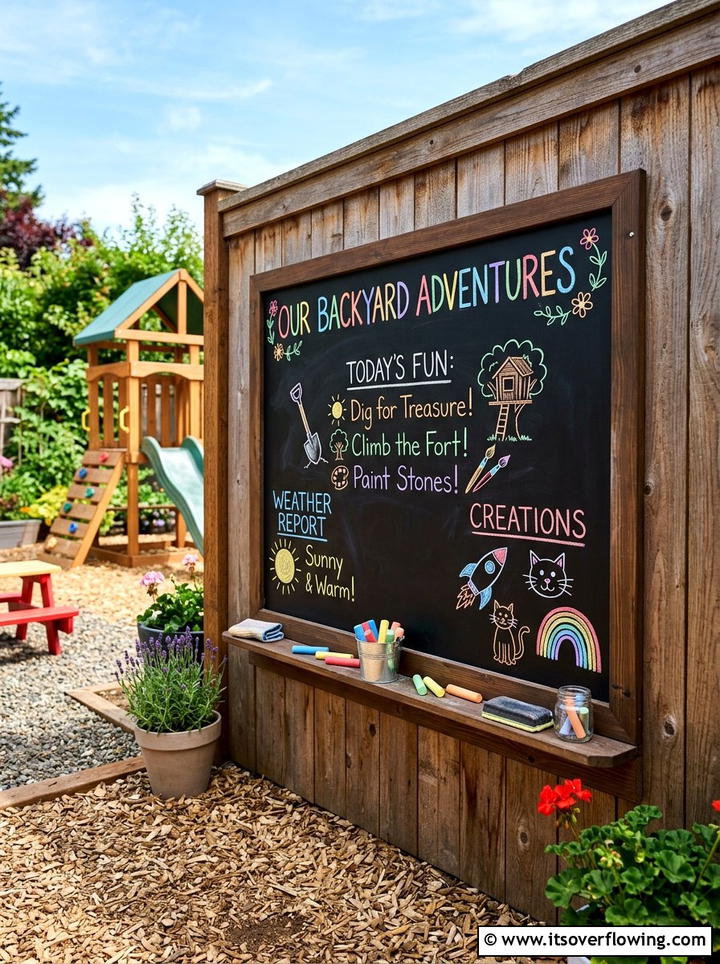 Outdoor Chalkboard Wall - 25 backyard decorating ideas with family friendly setup