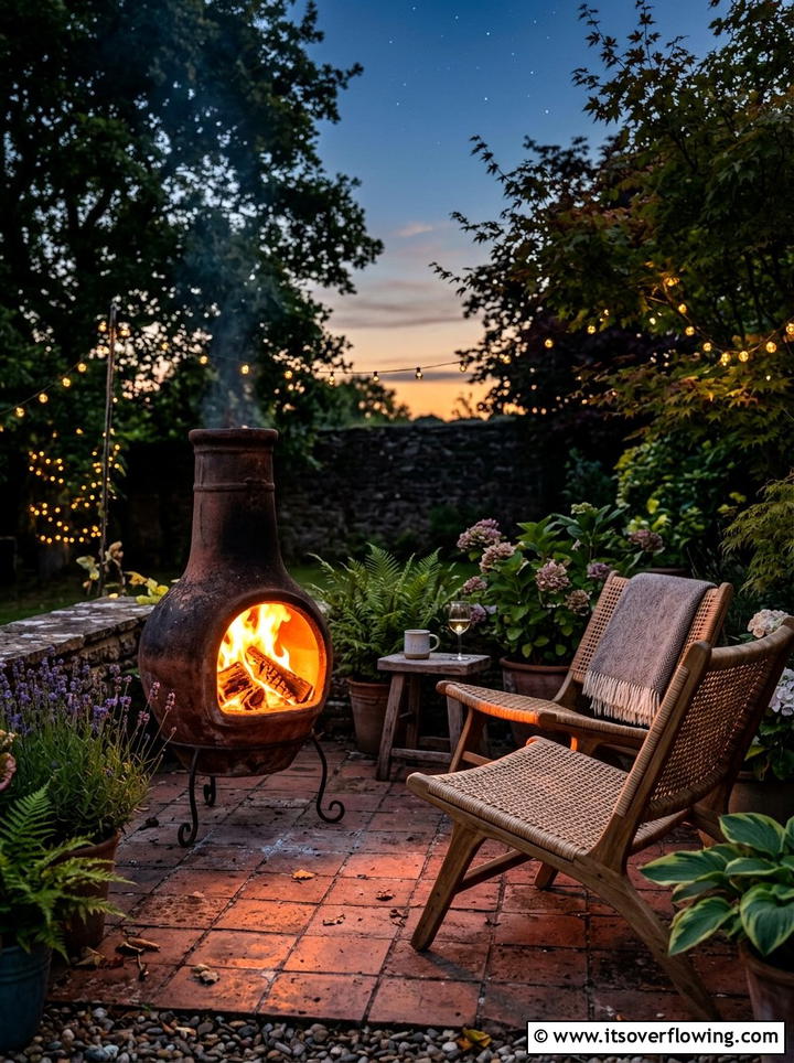 Outdoor Clay Chiminea - 25 backyard ideas with boho style