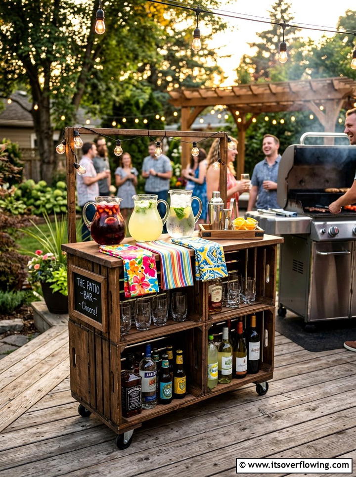 Outdoor Crate Bar Cart - 25 garden decor ideas with crates