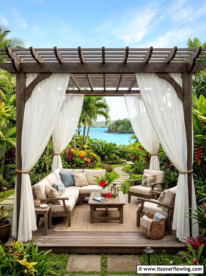 Outdoor Curtain Pavilion - 25 garden decor ideas for tropical gardens