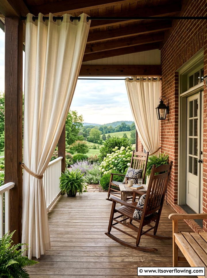 Outdoor Curtains - 25 front porch ideas with privacy screens