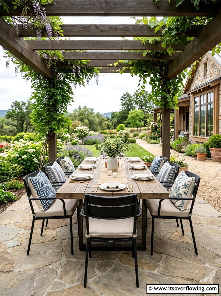 Outdoor Dining Area - 25 backyard decorating ideas with pillows