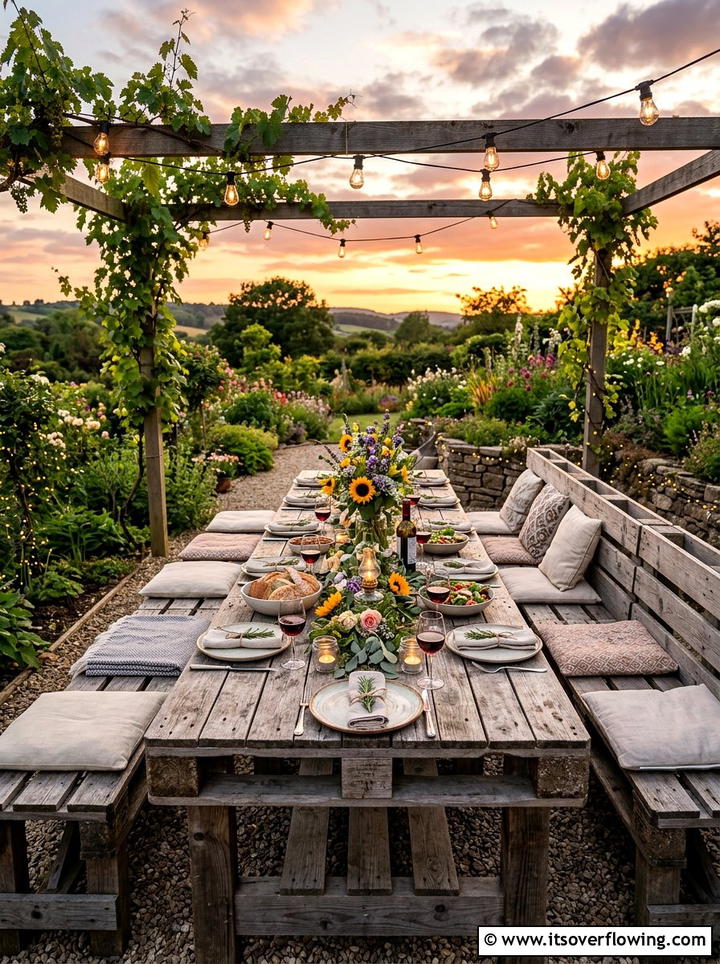 Outdoor Dining Set - 25 garden decor ideas with pallet projects