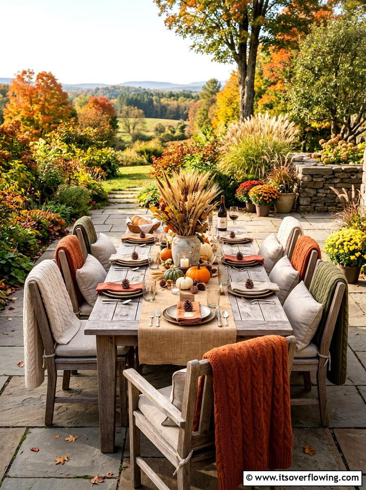 Outdoor Fall Dining - 25 garden decor ideas with fall decor