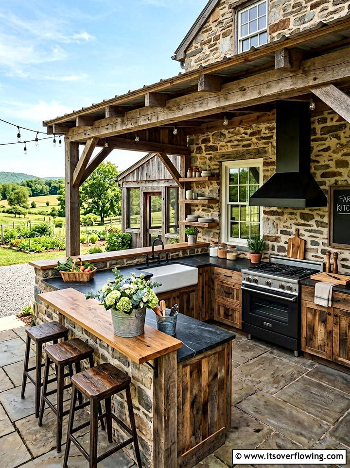 Outdoor Farmhouse Kitchen - 25 backyard ideas with farmhouse style