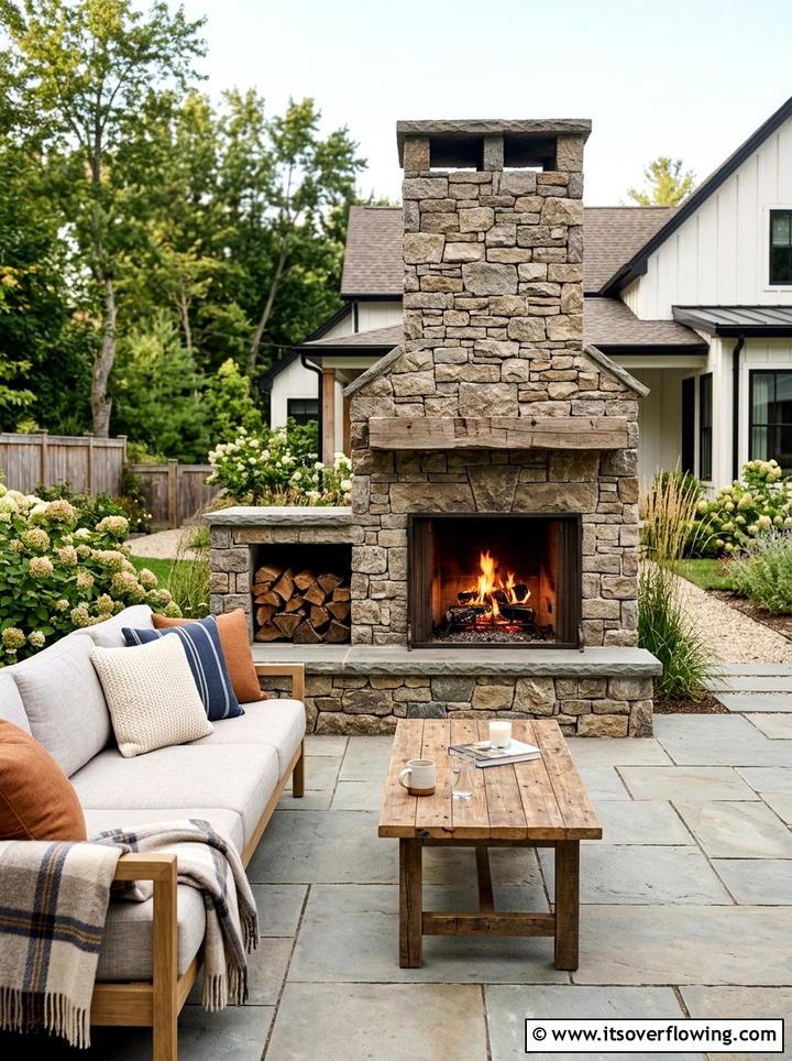 Outdoor Fireplace - 25 backyard ideas for winter ambiance