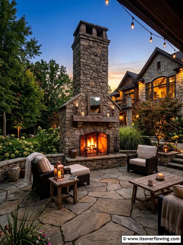 Outdoor Fireplace Patio - 25 backyard ideas with patio