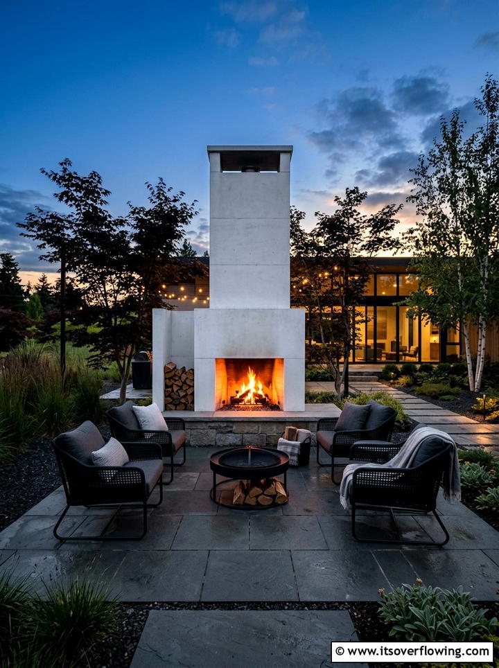 Outdoor Fireplace - 25 backyard decorating ideas with modern accents