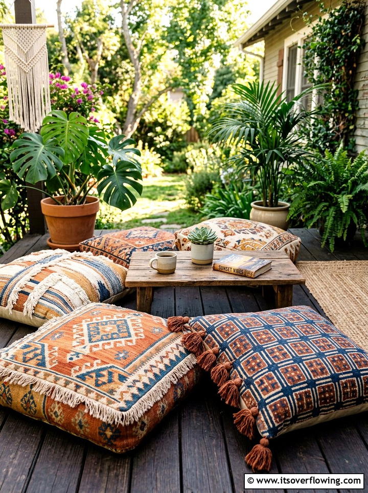 Outdoor Floor Cushions - 25 garden decor ideas for relaxing spaces