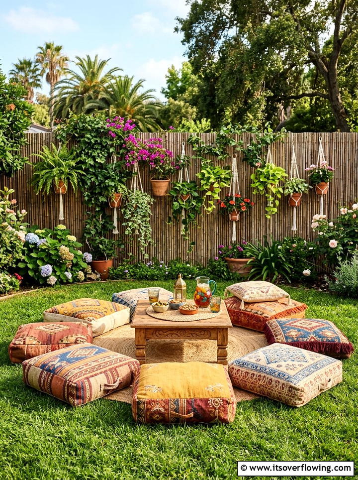 Outdoor Floor Cushions - 25 backyard ideas with boho style
