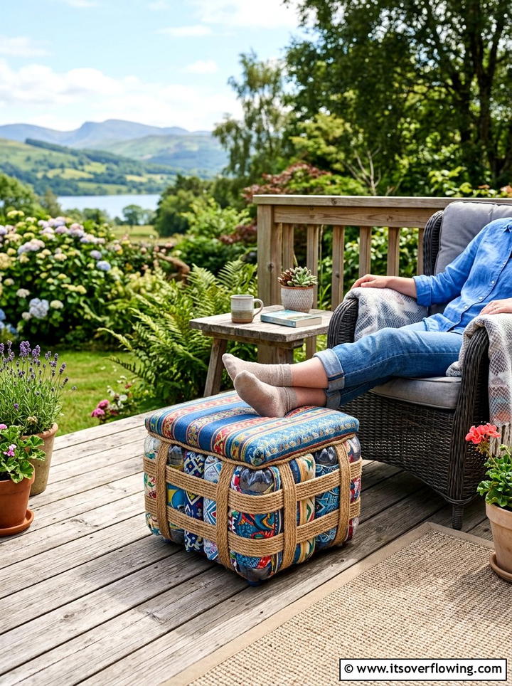 Outdoor Footstool - 25 upcycled garden ideas with plastic bottles
