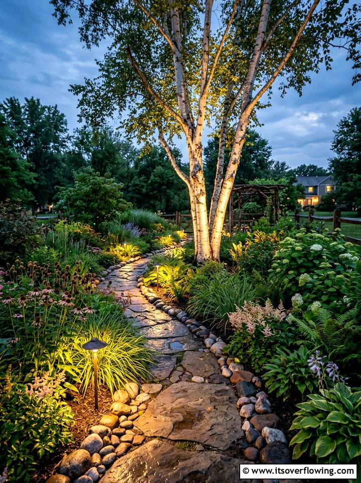 Outdoor Garden Lighting - 25 backyard ideas with rain garden